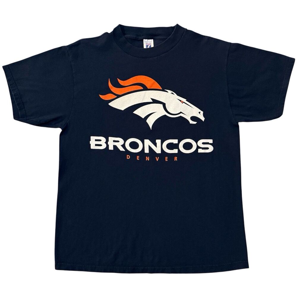 Vintage 90s Denver Broncos Logo 7 T‑Shirt Large Navy Late Logo Era NFL Tee